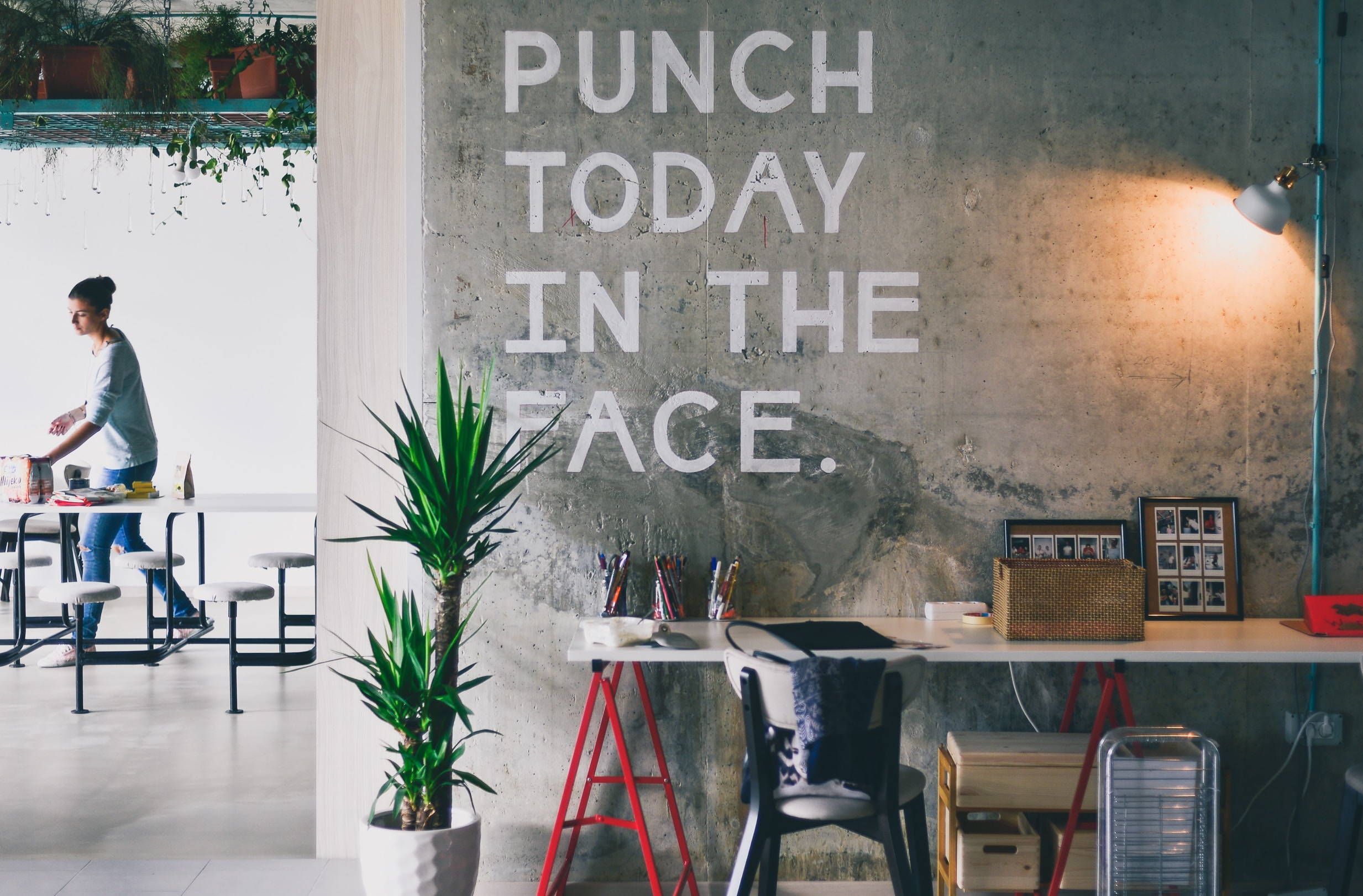 Sign in office - punch today in the face